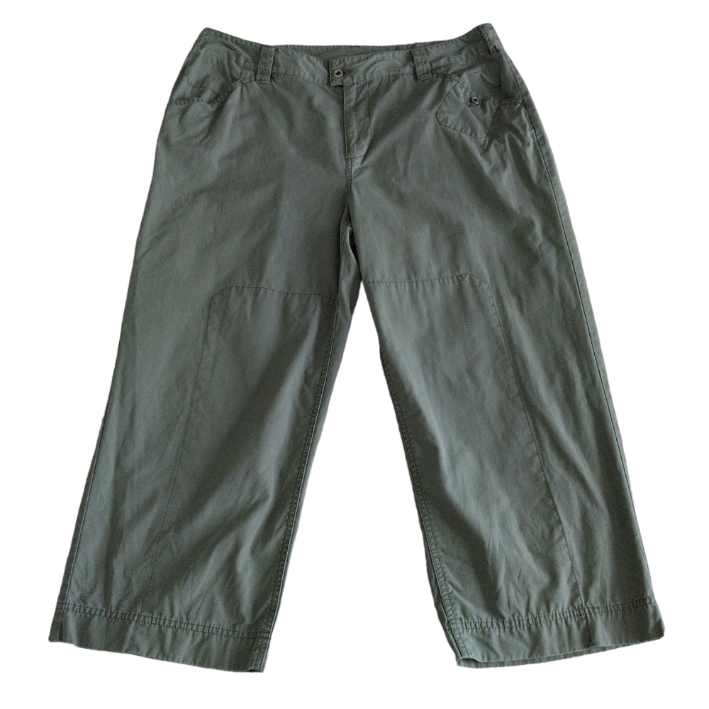 Sundance Size 16 Green Ripstop Straight Leg Cropped Hiking Cargo Pocket Pants